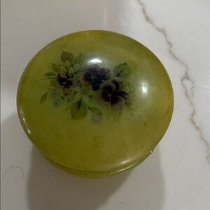 Vintage Genuine Alabaster Hand-Carved Jewelry Box Trinket